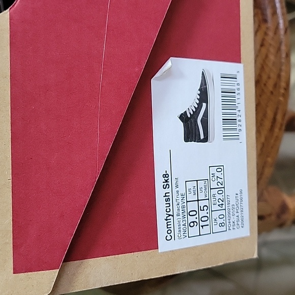 NWT- Vans Unisex ‘Sk8-Hi ComfyCush’ High Top Sneaker In Black/True White - Picture 6 of 11